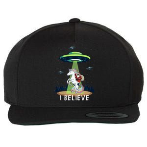 Santa Claus Riding Unicorn Alien Space Ufo Christmas Design Wool Snapback Cap