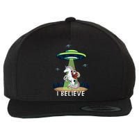 Santa Claus Riding Unicorn Alien Space Ufo Christmas Design Wool Snapback Cap