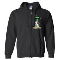 Santa Claus Riding Unicorn Alien Space Ufo Christmas Design Full Zip Hoodie