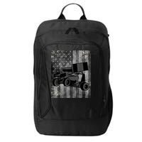 Sprint Car Racing Black Grey American Flag Dirt Track Cars City Backpack