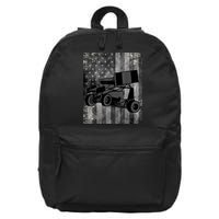 Sprint Car Racing Black Grey American Flag Dirt Track Cars 16 in Basic Backpack