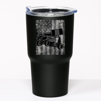 Sprint Car Racing Black Grey American Flag Dirt Track Cars Tumbler