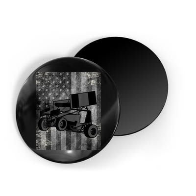 Sprint Car Racing Black Grey American Flag Dirt Track Cars Magnet