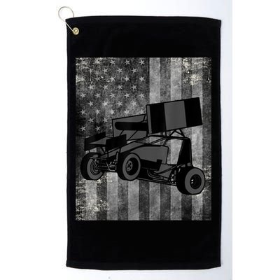 Sprint Car Racing Black Grey American Flag Dirt Track Cars Golf Towel