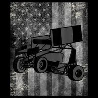 Sprint Car Racing Black Grey American Flag Dirt Track Cars Zip Tote Bag