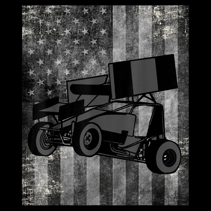 Sprint Car Racing Black Grey American Flag Dirt Track Cars Zip Tote Bag