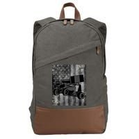 Sprint Car Racing Black Grey American Flag Dirt Track Cars Cotton Canvas Backpack