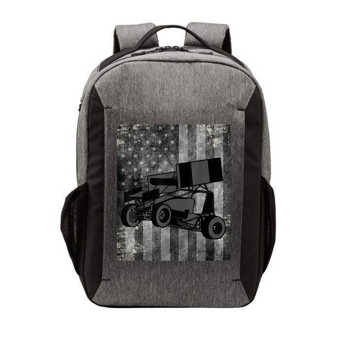 Sprint Car Racing Black Grey American Flag Dirt Track Cars Vector Backpack