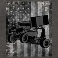 Sprint Car Racing Black Grey American Flag Dirt Track Cars Vector Backpack