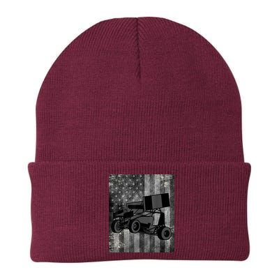 Sprint Car Racing Black Grey American Flag Dirt Track Cars Beanie