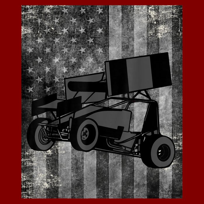 Sprint Car Racing Black Grey American Flag Dirt Track Cars Beanie