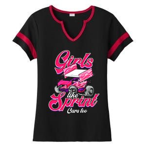 Sprint Car Racing Motorsports Dirt Track Cars Gift Ladies Halftime Notch Neck Tee