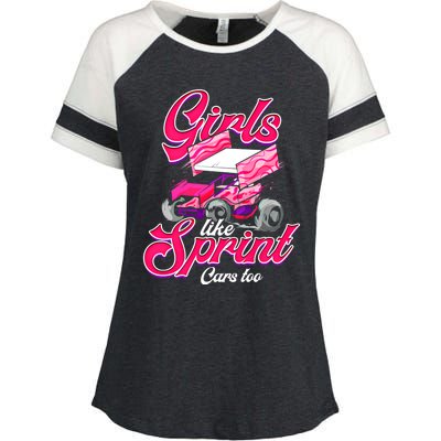 Sprint Car Racing Motorsports Dirt Track Cars Gift Enza Ladies Jersey Colorblock Tee