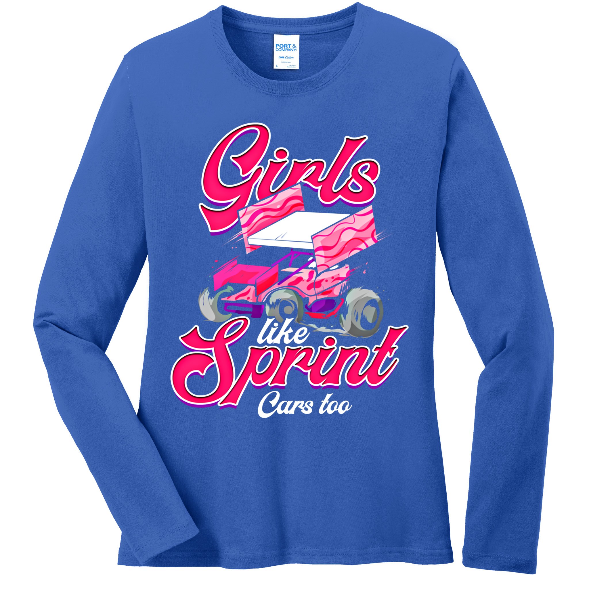 Sprint Car Racing Motorsports Dirt Track Cars Gift Ladies Long Sleeve Shirt