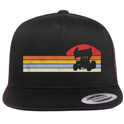 Sprint Car Racing Vintage Gift Flat Bill Trucker Hat