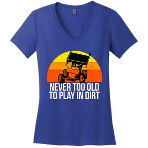 Sprint Car Racing Never Old Play Dirt Track Race Fan Gift Women's V-Neck T-Shirt