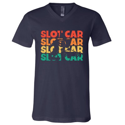 Slot Car Retro Text Rc Car Mini Car Slot Car Slotcar V-Neck T-Shirt