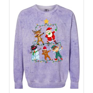 Santa Claus Reindeer Snowman Elf Dabbing Xmas Christmas Colorblast Crewneck Sweatshirt