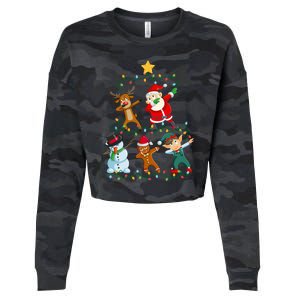 Santa Claus Reindeer Snowman Elf Dabbing Xmas Christmas Cropped Pullover Crew