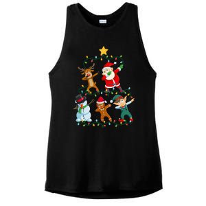 Santa Claus Reindeer Snowman Elf Dabbing Xmas Christmas Ladies PosiCharge Tri-Blend Wicking Tank