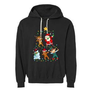 Santa Claus Reindeer Snowman Elf Dabbing Xmas Christmas Garment-Dyed Fleece Hoodie