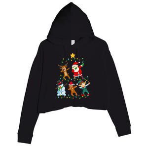 Santa Claus Reindeer Snowman Elf Dabbing Xmas Christmas Crop Fleece Hoodie