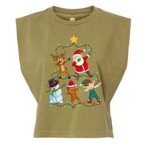 Santa Claus Reindeer Snowman Elf Dabbing Xmas Christmas Garment-Dyed Women's Muscle Tee