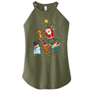 Santa Claus Reindeer Snowman Elf Dabbing Xmas Christmas Women's Perfect Tri Rocker Tank