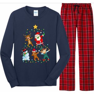 Santa Claus Reindeer Snowman Elf Dabbing Xmas Christmas Long Sleeve Pajama Set