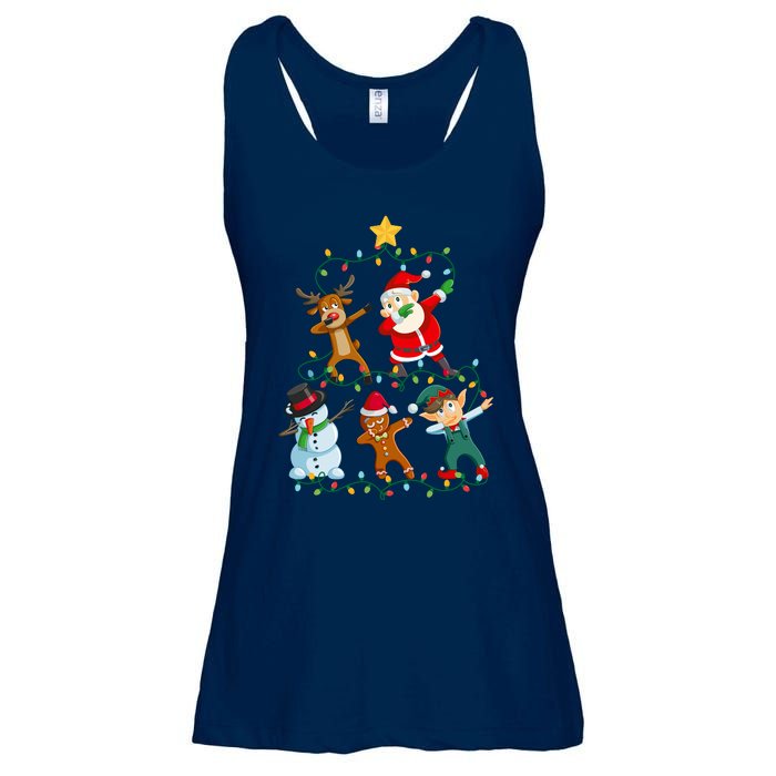 Santa Claus Reindeer Snowman Elf Dabbing Xmas Christmas Ladies Essential Flowy Tank