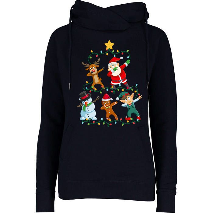 Santa Claus Reindeer Snowman Elf Dabbing Xmas Christmas Womens Funnel Neck Pullover Hood