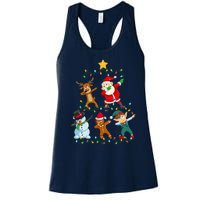 Santa Claus Reindeer Snowman Elf Dabbing Xmas Christmas Women's Racerback Tank