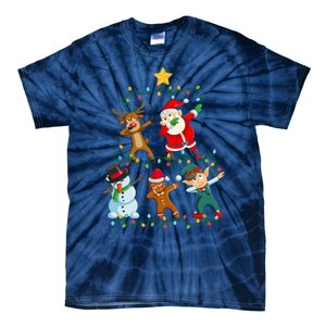 Santa Claus Reindeer Snowman Elf Dabbing Xmas Christmas Tie-Dye T-Shirt