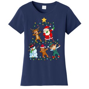 Santa Claus Reindeer Snowman Elf Dabbing Xmas Christmas Women's T-Shirt