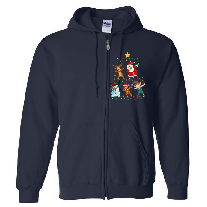 Santa Claus Reindeer Snowman Elf Dabbing Xmas Christmas Full Zip Hoodie