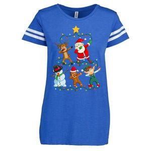 Santa Claus Reindeer Snowman Elf Dabbing Xmas Christmas Enza Ladies Jersey Football T-Shirt