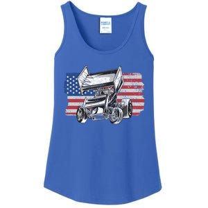 Sprint Car Racing Usa Flag Meaningful Gift Ladies Essential Tank