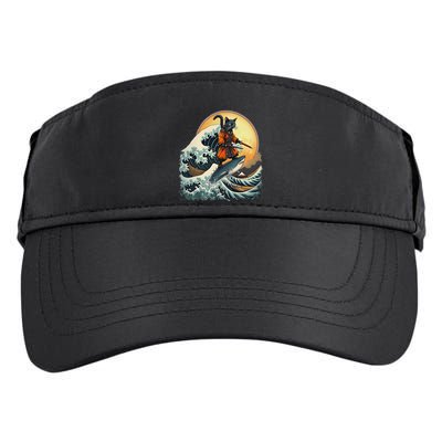 Samurai Cat Riding Shark Epic Wave Cat Lovers Costume Adult Drive Performance Visor