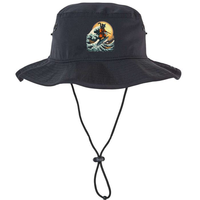 Samurai Cat Riding Shark Epic Wave Cat Lovers Costume Bucket Hat