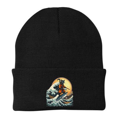 Samurai Cat Riding Shark Epic Wave Cat Lovers Costume Beanie