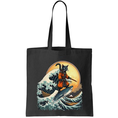 Samurai Cat Riding Shark Epic Wave Cat Lovers Costume Bag