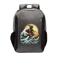 Samurai Cat Riding Shark Epic Wave Cat Lovers Costume Vector Backpack