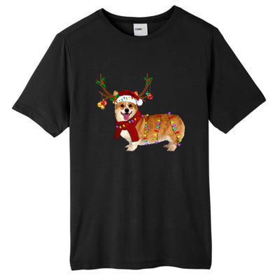 Santa Corgi Reindeer Light Christmas Gift Tall Fusion ChromaSoft Performance T-Shirt