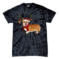 Santa Corgi Reindeer Light Christmas Gift Tie-Dye T-Shirt