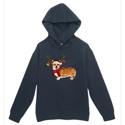 Santa Corgi Reindeer Light Christmas Gift Urban Pullover Hoodie