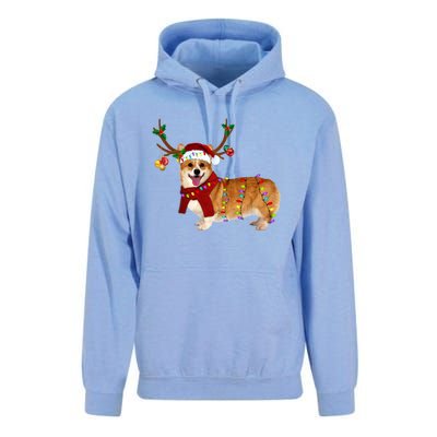 Santa Corgi Reindeer Light Christmas Gift Unisex Surf Hoodie