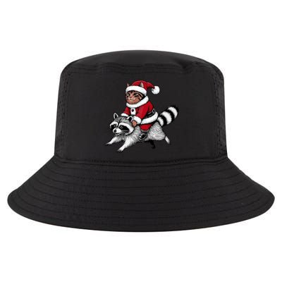 Santa Cat Raccoon Funny Christmas Animal Lover Cool Comfort Performance Bucket Hat