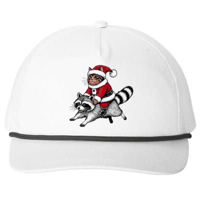 Santa Cat Raccoon Funny Christmas Animal Lover Snapback Five-Panel Rope Hat