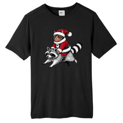 Santa Cat Raccoon Funny Christmas Animal Lover Tall Fusion ChromaSoft Performance T-Shirt