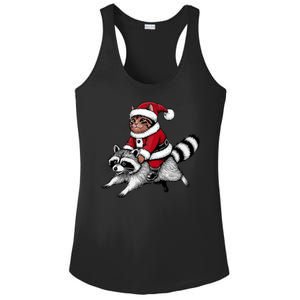 Santa Cat Raccoon Funny Christmas Animal Lover Ladies PosiCharge Competitor Racerback Tank